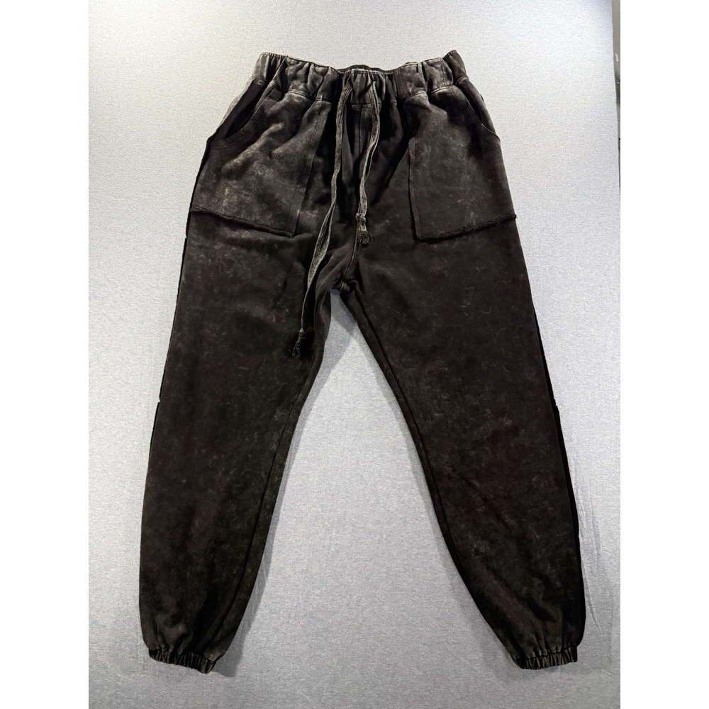 Oli & Hali Joggers Women Small Black Washed Jersey Sweat Pants Elastic Waist EUC